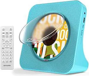 Weeuus CD Player Portable with Bluetooth,Desktop CD Player with Remote Control,Kids,Kpop,Dual Stereo Speaker,Dust Cover, FM Radio, LED Screen,3.5mm Jack AUX Input Output,Blue
