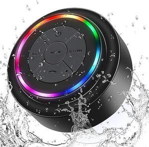 HAISSKY Bluetooth Shower Speakers, Portable Wireless Waterproof Speaker with Suction Cup, Pairs Easily to Phones, Tablets, Computer (Black & Blue)