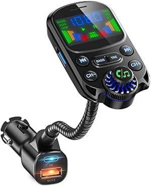 Bluetooth 5.3 FM Transmitter for Car- SOARUN Bluetooth Car Adapter PD30W & USB Port Fast Charge - HiFi Treble & Bass Player - 1.6 Display Hands-Free Calling - Car Radio with AUX Input/Output, TF Card
