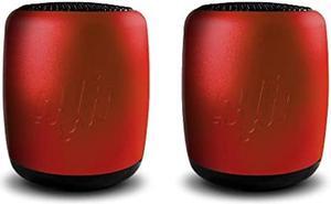 Zompers Pure-Hypr Audio SB300 Mini Speaker Pair | Two Portable Bluetooth Speakers | Hours of Quality Music | The Little Speakers with Big Sound | Red