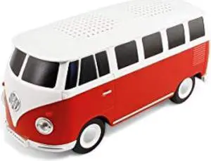 BRISA VW Collection - Volkswagen Portable Bluetooth Speaker Wireless Box with Rechargable Battery T1 Bus Campervan (Scale: 1:20/Classic Bus/Red)