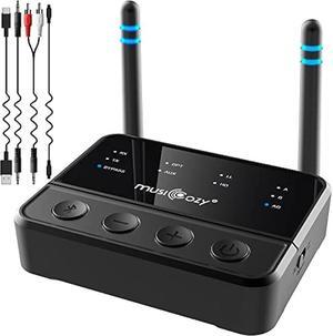 MUSICOZY Bluetooth 5.2 Transmitter Receiver for TV/BT Headphones, Wireless Bluetooth Receiver Audio Adapter for Home Stereo/Speakers/Headphones/MP3, Stereo Receivers, Built in Battery Audio Adapter