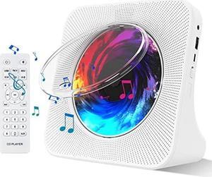 CD Player with Bluetooth 5.0, Portable Desktop CD Music Players for Home with Built-in Double HiFi Sound Speakers, Support AUX&USB Headphone Jack, FM Radio, LCD Screen Display,Remote Control