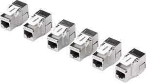 TRENDnet Shielded Cat6A RJ45 Keystone Jack 6-Pack Bundle, Use with The TC-KP24S Shielded Blank Keystone Patch Panel (Sold Separately), Silver, TC-K06C6A