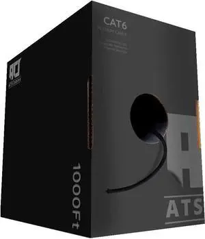 CAT6 Plenum (CMP) Cable 1000FT | Network Analyzer Test Passed | 23AWG 4Pair, Solid 550MHz Network Cable 10Gigabit UTP, Available in Blue, White, Green, Gray, Black, Red & Yellow Color (Black)
