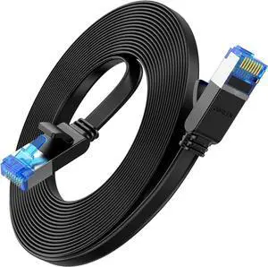 UGREEN Ethernet Cable 50FT, Cat 8 Ethernet Cable with 40Gbps 2000Mhz High Speed, Shielded Heavy Duty Flat Internet Cable Compatible for Gaming PC PS4/5/6 Xbox Modem Router, Include 20 Cable clipes