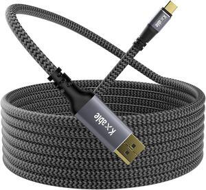 USB C to DisplayPort Cable 25 Feet, 4K@60Hz, Long Type C to DP 1.2 Braided Cord (Thunderbolt 4/3 Compatible) for MacBook Pro/Air, iPad Pro, iPhone 15 Pro / 15 Pro Max, XPS, Galaxy S22, Surface Book