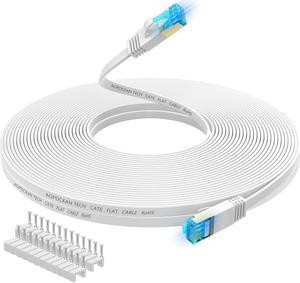 AOPOCKAN TECH Cat 6 Ethernet Cable 150 FT White, Cat6 Flat RJ45 Computer Internet LAN Network Ethernet Patch Cable Cord - 150 Feet