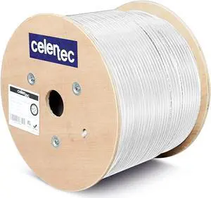 CAT6A Ethernet Cable, 500ft, 23AWG Solid Bare Copper, UTP Unshielded Twisted Pair, CMR Riser Rated &ETL Listed, 650Mhz/10 Gigabit Network Speed, Category6 Augmented, Bulk Ethernet Cable-White