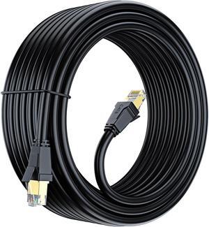 Cat 8 Ethernet Cable 75 ft, Ethernet Cable with Gold-Plated RJ45 Connector, Cat 8 Network Cable, LAN Internet Cable for Modems, Routers, Network Switch, High Speed Ethernet Cable (Black)
