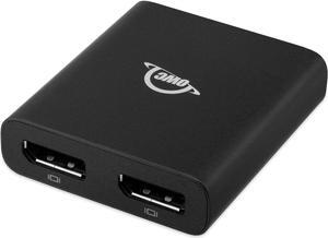 OWC Thunderbolt Dual Displayport Adapter, Dual displays up to 4K @ 60Hz, Single display up to 8K @ 30Hz, 2 DisplayPort 1.4 ports, Compatible with Mac and PC Thunderbolt (USB-C) devices, cable included