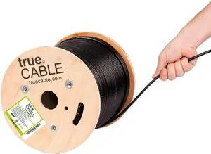trueCABLE Cat6 Outdoor, Unshielded UTP, 500ft, UV Resistant, Aerial CMX Rated, Black, 23AWG Solid Bare Copper, 550MHz, PoE++ (4PPoE), ETL Listed, Bulk Ethernet Cable trueCABLE Cat6 Outdoor, Unshielded UTP, 500ft, UV Resistant, Aerial CMX Rated, Black, 23AWG Solid Bare Copper, 550MHz, PoE++ (4PPoE), ETL Listed, Bulk Ethernet Cable