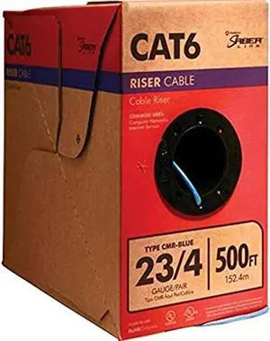 Woods 56918945 Category 6 Blue Cable 23AWG, CMR, 4 Pairs, 500 Feet