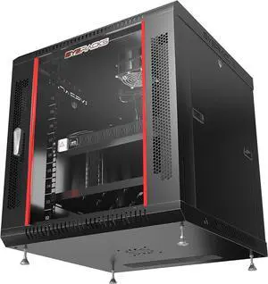 Network Data Cabinet - 12U Rack Mount - Wall Mount IT Rack - Locking - Server Rack - 24-Inch deep Data Rack - Server Rack Cabinet with POWERBAR/FaShelf/FEET/for Servers - A/V  Equipment