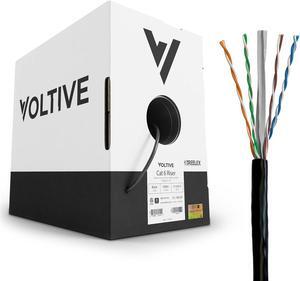 Voltive Cat6 Riser (CMR), 1000ft, Black - Solid Bare Copper Bulk Ethernet Cable - UTP - 600MHz - UL Certified & ETL Verified
