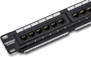 TRENDnet 24-Port Cat6 Unshielded Patch Panel, Wallmount or Rackmount, Compatible with Cat3,4,5,5e,6 Cabling, for Ethernet, Fast Ethernet, Gigabit Applications, Black, TC-P24C6 (Pack of 1)