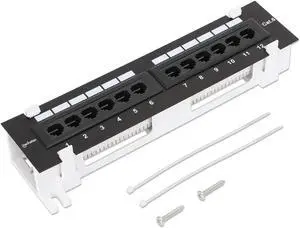 Manhattan 12-Port Network Patch Panel Cat-6  UL Listed - Wall Mount with 89D Bracket - Installer Grade 3µ Gold Plated Contacts - Lifetime Mfg Warranty 720779