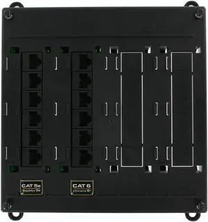 Leviton 476TM-652 Twist and Mount Patch Panel, 6 CAT 5e ports and 6 CAT 6 ports, Black