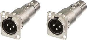 2 Neutrik NA3MDF 3 Pin Mic XLR Male to Female Adapter Feed/Pass Thru Converter