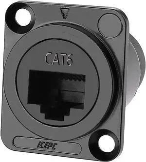 icepc RJ45 Cat6 Socket D-Type Module Shielded Industrial Panel Mount Bulkhead Female/Female Feed Thru Coupler Signal IP67 Waterproof Connector Network Ethernet Extension Interface Adapter