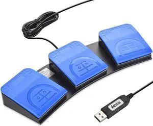 iKKEGOL 2023 Upgraded USB Foot Pedal Switch PC Triple Footswitch - Hands-Free Control Customized Programmable Keyboard Mouse Hotkey for Gaming Transcription HID