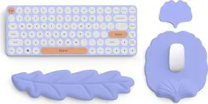 Lauspuck Keyboard Wrist Rest and Mouse Pad with Wrist Support Set, Ergonomic Leaf Shape Mouse Pad with Non-Slip Base, Pain Relief Memory Foam Mousepad for Computer,Laptop,Home Office, Purple