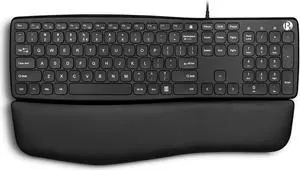 Perixx PERIBOARD-527 Wired Comfort USB Keyboard - Laptop Scissor Keys - Curved Ergo-Lite Design - Detachable Soft Wrist Rest - Black - US English