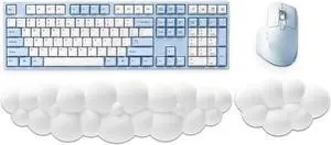Cloud Wrist Rest Keyboard Memory Foam Wrist Rest for Computer Keyboard Ergonomic Wrist Rest for Keyboard Typing Pain Relief Keyboard Pad with Wrist Support for Home Office Gaming (White Set)