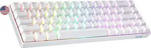 GK65 65% | Hot Swappable Mechanical Gaming Keyboard | 68 Keys Multi Color RGB LED Backlit for PC/Mac Gamer | ANSI US American Layout (White, Mechanical Brown)