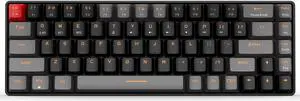 Qisan Mechanical Gaming Keyboard Dual Mode 2.4G/BT Wireless Keyboard with Red Switch Mini Design (60%) 68 Keys Keyboard US Layout Black & Grey Combo Color for Office or Light PC Gaming