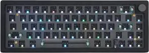 GMK67 65% Mechanical Keyboard Kit Tri-Mode South-Facing RGB LED Gaming Keyboard for 3/5pin Switches,66 Keys+1 Knob Hotswap Socket PCB Gasket Mounted Plate DIY Keyboard Kit (Black)