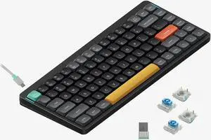 nuphy Air75 V2 Portable 75% Mechanical Keyboard,Wireless Keyboard,Supports Bluetooth/2.4G/USB-C RGB Bluetooth Keyboards,Compatible with Windows/Mac OS/Linux Systems-Gateron Blue Switch