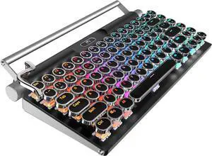 Wireless Typewriter Keyboard, Mechanical and Retro Computer Typewriter Keyboard,Gaming Keyboard Punk dot keycaps for Laptop/Desktop/MAC/Mobile Phone