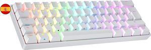 Ranked S60 Supernova 60% | Hot Swappable Mechanical Gaming Keyboard | 62 Keys Multi Color RGB LED Backlit for PC/Mac Gamer | ISO ES Spanish Layout (White, Gateron Optical Brown)