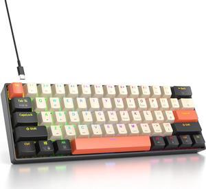 60% Mechanical Keyboard 61-Key Wired Gaming Keyboard with Red Switch RGB Lighting Effect PBT Keycaps Ultra-Compact Mini Keyboard Suitable for Win/Mac(61 Carbon)