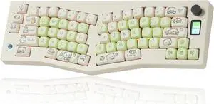 CIDOO ABM066 Alice Keyboard Hot Swappable Mechanical Keyboard RGB Wireless Custom Gaming Keyboard with Cardamom Switch VIA Programmable Volume Knob for Win/Mac/iOS(PBT MOA Profile Panada Keycaps)