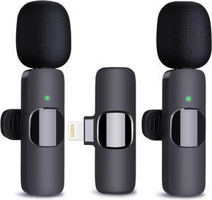 Wireless Microphone for iPhone, Dual Professional Wireless Lavalier Microphone for iPhone iPad, Plug-Play Wireless Mic for Recording,Live Stream,YouTube,Facebook,TikTok,Vlog