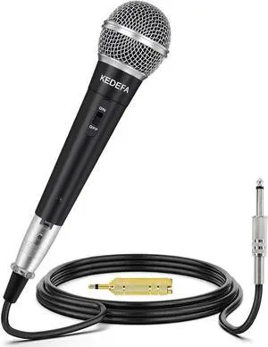 Professional Handheld Wired  Microphone, Premium Cardioid Dynamic Vocal Mic with 13.1ft Detachable XLR Audio Cable and ON/Off Switch, for , Amp, Mixer, DVD, Public Speaking, Parties