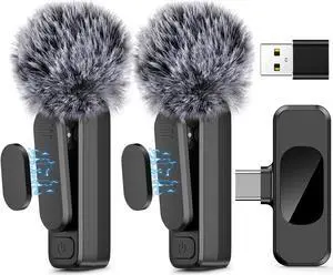 Wireless Lavalier Microphone for iPhone 15,Android Phone,Laptop,PC,Professional Mini Microphone with Noise Reduction,Lapel Microphone for Video Vlog,Interviews,Live Streaming,TikTok,YouTube,2Pack Wireless Lavalier Microphone for iPhone 15,Android Phone,Laptop,PC,Professional Mini Microphone with Noise Reduction,Lapel Microphone for Video Vlog,Interviews,Live Streaming,TikTok,YouTube,2Pack