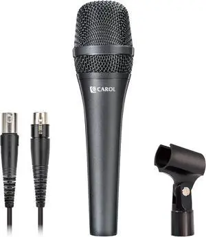 CAROL Vocal Microphone - Cardioid Unidirectional Dynamic Microphone with AHNC Noise Cancellation, for Professional Live Stage Singing Performance, includes Stand Adapter and 14.8ft XLR cable,AC-910