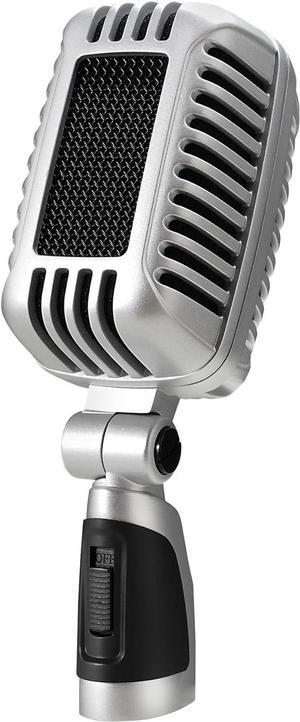 CAROL Classic Retro Dynamic Vocal Microphone - Old Vintage Style Super Cardioid Live Performance Studio Recording with Dual Capsules and Shock Absorbers - CLM-101 (Silver)