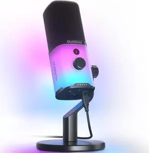 MAONO XLR/USB Gaming Microphone with Software, Dynamic PC Microphone with RGB for Streaming Podcast Vocal Recording, Computer Mic with Noise Cancellation, Mute Button, Gain Knob, Desktop Stand PD100X