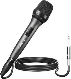 Professional Vocal Microphone for Singing, Dynamic Handheld Wired  Mic, Cardioid Studio Microfono with 4.5M XLR to 1/4" Cable, for Speakers/Mixer Machine/Amp/Speech/ and Outdoors