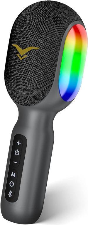 Wireless Bluetooth  Microphone, 5-in-1 Portable Handheld Mic Speaker with Dynamic RGB Lights, Mini  Machine for Car Travel Home Party, Duet Singing, Gift for Kids Adults