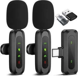 Wireless Lavalier Microphone for iPhone, iPad, Android - 100FT Transmission, 360° Omnidirectional HD High Sensitivity Mic for Interview, Video Podcast, Vlog, YouTube, TikTok
