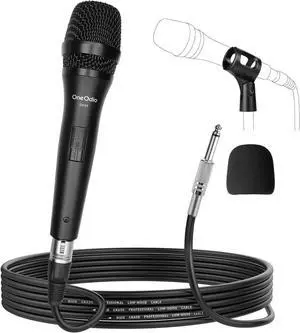 OneOdio ON55 Wired Microphone for Singing - Mic Clips, Metal Female, ON/Off Switch, 16.4ft XLR Cable - Condenser Dynamic Mic for  Machine, AMP, Speaker, Parties