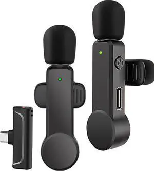 2 Pack Lavalier Microphone USB C Wireless Lav Mic for Android Phone Noise Canceling Mini Lapel Mic Type C for Samsung iPhone 15 (USB-C) Video Recording Vlog