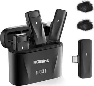 Wireless Lavalier Microphone for iPhone 15 Pro Max, Samsung, Android, USBC Smartphone - Set of 2 Mini Mic w/Noise Canceling - Lapel Microphone for Content Creator, Vlogging, Recording, Podcast