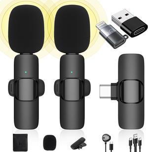 Wireless Lavalier Microphone Compatible with iPhone/iPad/Android Phone/Laptop, IUMAKEVP Plug-Play Lapel Clip-On Mic with Noise Reduction for Video Recording/Live Steam/Interview/TikTok