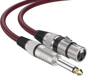 XLR Female to 1/4 TS Cable 6ft 2Pack, Nylon Braided Microphone Cable TS 6.35mm Mono Jack Unbalanced Microphone Cable Heavy Duty Mic cable